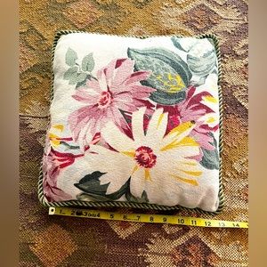 Vintage Floral Pillow with Pink and Yellow Accents